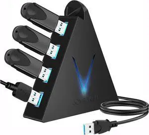 4-Port USB 3.0 Hub FlyingVHUB USB Hub Tower with 2 ft Extended Cable USB Splitter for Laptop PC PS4 PS5 Xbox Mouse Keyboard Flash Drive U-Disk (Black)