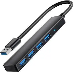 USB Hub for Laptop 4-Port USB 3.0 Hub USB Splitter USB Extender for Laptop MacBook Mac Pro Mac mini iMac Surface Pro XPS PC Flash Drive Mobile HDD