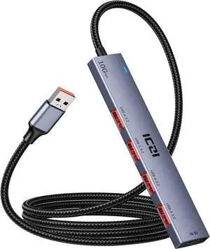 USB 3.2 HUB 10Gbps USB Splitter for Laptop USB 3.2 Gen 2 USB Hub with 4 USB A 3.2 Ports 4FT USB Extended Cable Type C Hub for MacBook Air/Pro Surface Pro XPS Phone