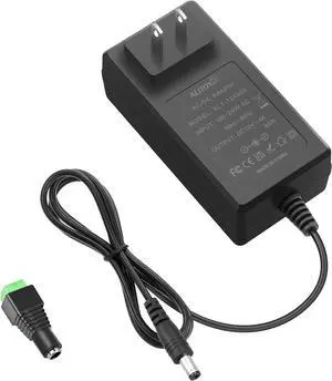 12V 4A Power Supply AC Adapter 100-240V 50-60Hz 12 Volt Transformer 48W AC to DC Converter 12V Power Cord with 5.5 x 2.5mm/2.1mm Barrel for LED Lights CCTV Camera Router Printer BT Speaker