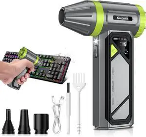 Compressed Air Duster-150000RPM Powerful Cordless Electric Air Duster Rechargeable  3-Gear Adjustable Mini Air Blower with LED Light Dust Blower for Computer Keyboard Outdoor House and Car