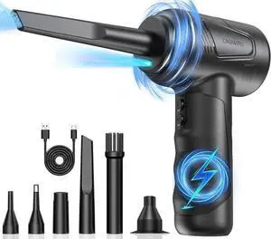 Compressed Air Duster-Cordless Air Blower-Electric Air Duster for Cleaning Keyboard PC-Air Cleaning Kit-3 Speed Duster Cleaner with LED-Light-no Canned air dusters-car Dusters