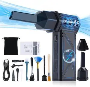 150000RPM 2 in 1 Compressed Air Duster Brushless Motor Electric Vacuum Cleaner High-Speed Air Blower with 3 Gear Cordless Portable Multipurpose Jet Fan Dryer Blower