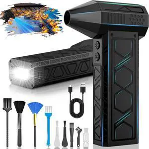 Electric Air Duster with Flashlight 180000RPM Compressed Air Duster Turbo Fan(10000mAh) Multipurpose Jet Fan High-Speed Air Blower with 4 Gear Electric Air Blower Duster with Assist Lighting BL01