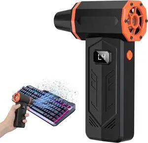 Compressed Air Duster 350 000RPM Turbo Jet Blower with LED Display and Light 4-Gear Adjustable Mini Air Broom Electric Air Duster for Keyboard PC Car and Home Replace Compressed Air Can