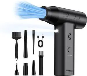 Compressed Air Duster-200000RPM Power Cordless Air Blower Rechargeable Electric Air Duster Cleaner Adjustable Mini Blower Handheld Dust Blower for Computer Keyboard Outdoor Car (Black)