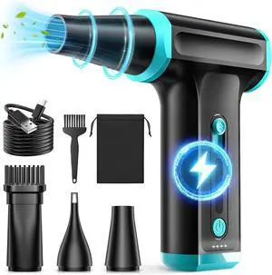 Compressed Air Duster-Stepless Adjustable 110 000RPM Electric Cleaner for Keyboard PC Cleaning Rechargeable Cordless Jet Dry Blower Replace Canned Air Compressed Air Cans - Blue
