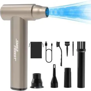Compressed Air Duster - 130000RPM Electric Mini Blower - Turbo Fan - Car Dryer Cordless Air Duster for Computer Keyboard Outdoors Car Home (Silver)