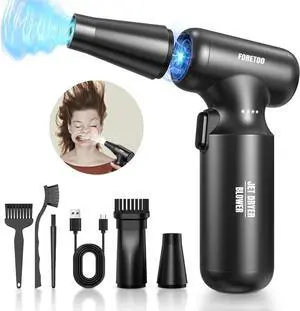Compressed Air Duster- Mini Blower-Turbo Fan-Rechargeable Cordless Air Blower 300000rpm-Car Dryer air Blower -3 Gear Speed or Cleaning PC dust Camping Outdoor Car Home
