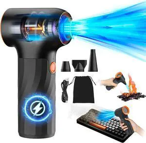Compressed Air Duster High-Speed 130 000 RPM Electric Air Duster 3 Gear Portable Mini Turbo Fan Rechargeable Cordless Air Blower with Non-Slip Handle Jet Dry Blower for Keyboard PC Car Cleaning