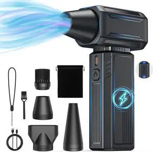 Compressed Air Duster 200000RPM Electric Duster Stepless Speed Mini Air Blower Replace Canned Air Duster Cordless Rechargeable Jet Fan Blower for Keyboard Computer Car Cleaning Dry-Black