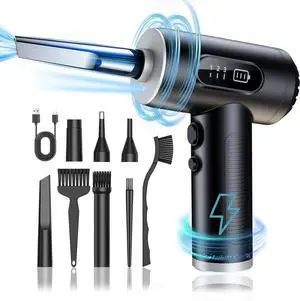 Electric Compressed Air Duster 3-Gear Dust Blower for Computers Cordless PC Dusters Keyboard Electronics Cleaning Kit - 50000RPM 6000mAh Rechargeable with LED Light Display