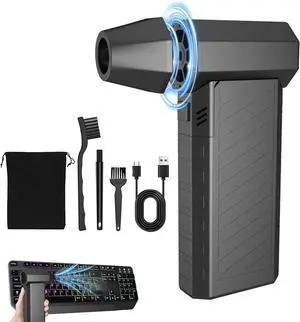 Compressed Air Duster Turbo Jet Fan 180000RPM Mini Air Duster Blower High Speed Fan 3 Adjustable Rechargeable Cordless Air Broom for Home Outdoor Dust Removal