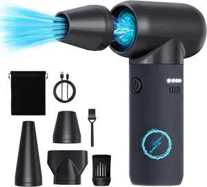 Compressed Air Duster 180000RPM Electric Duster Air Blower Cordless Rechargeable Mini Dust Blower 3 Gear Jet Fan for PC Keyboard Computer Car Outdoor House Cleaning-Black