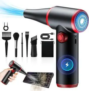 Compressed Air Duster Stepless Speed Electric Air Duster 100500RPM Cordless Air Duster with LED Light Rechargeable Air Blower Replaces Canned Air Keyboard Cleaner for Laptop PC