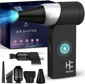 Air Duster Turbo Fan and Vacuum Electric Compressed Air Duster with Vacuum Capability Powerful 160G Blow Force Rechargeable & Portable Air Duster for PC Laptop Keyboard Home & Car Dust Removal