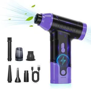 Compressed Air Duster Keyboard Cleaner - Electric Air Blower Cleaning Kit 150 000 RPM Mini Duster Spray for Dusting PC Car and Vacuum (Purple)