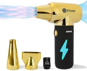 Compressed Barber Air Duster 110000RPM Portable Hand Held Mini Fan for Cooling Cleaning Salon Home Type-C Charging Gold
