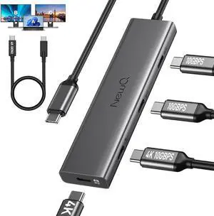 Versatile USB C Video Hub for Dual Monitor USB-C PD Monitor Thunderbolt Splitter DP Alt Dual 4K@30-60Hz 10Gbps*4 Ports PD 100W Docking Station Dual Monitor with Type-C Video Cable
