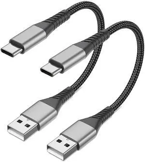 6 inch Short USB C Cable Fast Charging 2 Pack 0.5ft USB A to USB C Cable Short USBC Cable Braided 3A USB Type C Cable for iPhone 15 16 Pro Max  Galaxy S24 S23 Google Pixel iPad