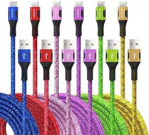 USB to USB C Cable (6-Pack 10ft 6ft) USB A to Type C Charger Fast Charging Cord for  Galaxy S25 S24 S23 S22 S21 S20 A56 A55 A36 A35 A16 A15 iPhone 16 15 Moto G Pixel and More