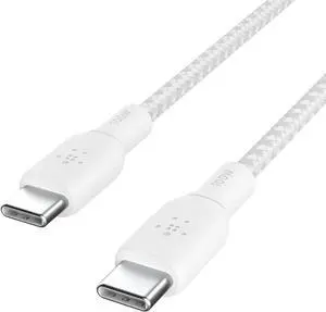 BoostCharge Braided USB-C to USB-C (2M/6.6ft) Fast Charging Cable 100W Power Delivery USB-IF for iPhone 16 Series MacBook iPad Galaxy S25 Series Pixel Nintendo Switch 2 & More - White