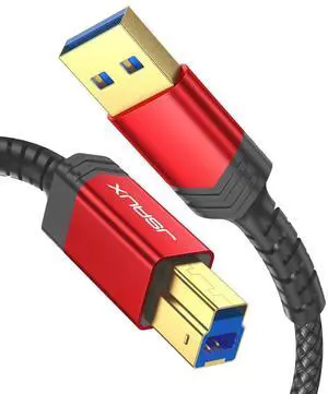 USB 3.0 Printer Cable Type A Male to B 3.0 Male (3.3ft/1M) USB 3.0 Type B Upstream Cord Nylon Braided Compatible with Docking Station External Hard Drivers Scanner Printer and More(Black)