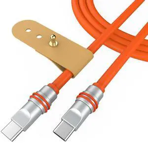 USB C Charger Cable Orange 4 ft USB C Cord 100W Fast Charging Type C Charger Chubby Cable Waterproof Data Transfer for Phone  Galaxy Pixel Xiaomi PS5 WH-CCO4