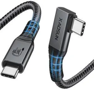 USB 4 Gen 3 80Gbps Cable for Thunderbolt 5 Cable 5FT 240W Right Angle Thunderbolt 4 Cable 90 Degree USB C Cable 120Gbps Bandwidth 8K@60Hz Display for MacBook Thunderbolt Docks eGPU Hub