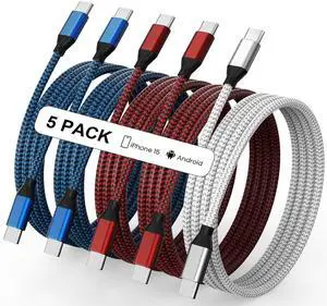 USB C to USB C Cable Nylon Braided 60W 3/3/6/6/10 FT USB Type C Fast Charging Cable for iPhone 16/16 Plus/16 Pro Max/15/15 Plus/15 Pro Max MacBook Pro iPad Pro Air  S24/S24 Ultra/S23