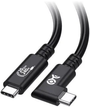 [USB-IF Certified] 20Gbps Right Angle USB 4 Cable 6.6ft Supports Up to [8K@30Hz / 4K@120Hz Video 240W Charging 20Gbps Data Transfer] Compatible with Thunderbolt 4 Cable MacBook XPS