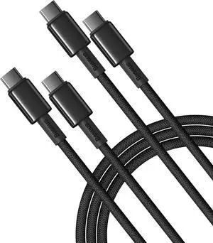 USB C Cable 2-Pack 3.3ft 100W 5A Fast Charging USBC to USBC Cable Zinc Alloy Nylon Braided USB Type C Charger Cord for iPhone 16 15 Pro/Plus/Pro Max MacBook iPad Pro/Mini Galaxy S24/S23