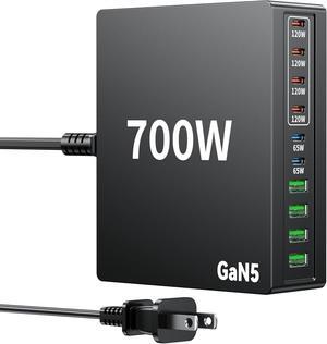 700W USB C Charger Block Fast 10 Port Charging Station Hub Brick PD 100W Gan Laptop Charger for  HP MacBook Pro/Air/All iPad iPhone 16 15/14/13/Pro Max/ Galaxy Note