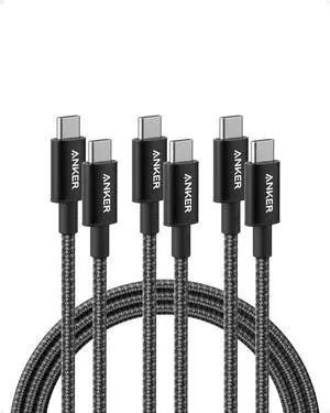 USB C to USB C Cable Type-C Charging Cord Fast Charge(6FT*3 100W) for iPhone 16/16 pro MacBook and More(USB 2.0 Black)