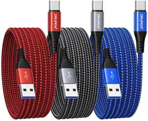 USB C Cable 10 ft 3Pack Extra Long USB A to USB C Cable 10ft Braided Type C Fast Charging Cord for  Galaxy S20 S21 S22 S23 S24 Ultra 5G S10 S9 A20 A51 A52 A72 iPhone 15 Series PS5 Switch
