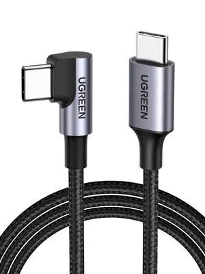 Right Angle USB C Cable 10FT 60W USB C to USB C Cable 90 Degree Type C Cable for iPhone 16/15 MacBook Pro/Air iPad Pro 2022/Air 5/Mini 6 Galaxy S24/S23/S22 Pixel 8/7 Switch
