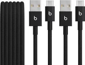 USB-A to USB-C Woven Cable 2 Pack Fast Charging Durable/Tangle-Free Compatible Charger for  & Android USB-C Devices (1.5 m 5 ft) - Bolt Black