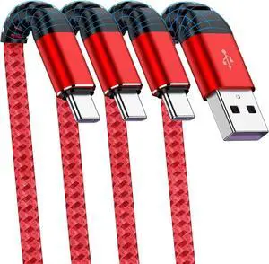 USB C Cable 6ft 3Pack USB A to Type C Charger Fast Charging Charger Cable Nylon Braided USB C Cord for iPhone 16 15/15 Plus/15 Pro/15 Pro Max  Galaxy S23/S22/S21/S24 Note 10 9-Red