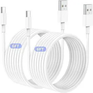 2Pack 6ft Car Carplay Cable for  iPhone 16 Pro/16/15 Pro Max/15 Plus/15 Long USB A to USB C Carplay Charger Cord iPad Pro 12.9/11 10th Air 5th/ 4th iPad mini 6th Gen Car Charging Cable 6 Feet