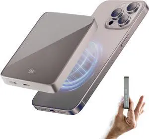 SU Lite Magnetic Power Bank 10000mAh 20W Fast Charge USB-C Wireless Charger MagSafe Compatible Support iPhone  Google Pixel AirPod Slim 0.60 Lightweight Portable Charger with Carrybag