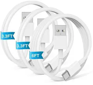 Car Carplay Cable for iPhone 16 15 Pro Plus Pro Max3-Pack [3.3FT+3.3FT+6FT] USB A to USB C Cable for iPhone 16 15for iPad Pro/Air/Minifor  Galaxy S24/S23/S22for MacBook Pro/Air and More