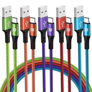 USB C Cable (5 Pack 10ft) USB A to C Charger Fast Charging Nylon Braided for  Galaxy S9 S8 Note 9 Note 8 Galaxy Note 20 10 S21 S20 S10 Plus USB Type C Cable