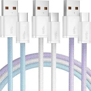 USB C Cable 10FT 3-Pack USB A to USB Type C Long Charger Cord 3A Fast Charging Compatible with iPhone 15 16 16e Pro  S24/S23 S22/Note 20/10 Car Play  iPad Android Accessories