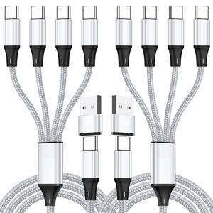 USB C Splitter Multi Charging Cable USB A/C to USB C PD & QC 3.1A Fast Charging[2Pack 4Ft] 4 in 2 Multi Charger Cord with 4 Type-C Connectors Compatible with Cell Phones Tablets and More