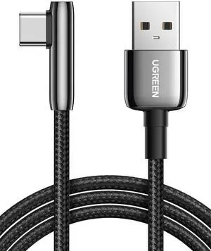 USB C Cable Right Angle USB A to USB C Cable 90 Degree Braided Cord Compatible with iPhone 15/15 Plus/15 Pro/15 Pro Max iPad Pro/Air Pixel 8/7 Galaxy S24/S23/S10 S10+ A13 1.5FT