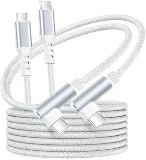2-Pack6FT 90°Angled USB C Cable Tpye C to C Nylon Braided 100W Fast Charging Cord Reinforced Durability for iPhone 16/15 Series  Galaxy S24/23/22 iPad Pro MacBook and More