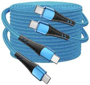 USB C Charger Cable 10ft Fast Charging 60W 2Pack Type C Charging Cable USB C to USB C Cable Cord Compatible with iPhone 15/Pro/Plus/Pro Max  Galaxy S23/S22 MacBook Pro iPad Pro etc-Blue
