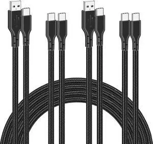4 Pack Braided Charging Cable 60W 3.1FT(2 Pack USB to USB C Cable and 2 Pack USB C to USB C Cable) Type C 60W Fast Charging Cable for iPhone iPad AirPods MacBook  Moto and More(Black)