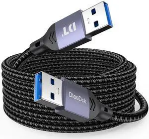 USB to USB Cable 10 Ft 5Gbps Long USB 3.0 60W Type A Male to Male Cord 10ft Data Transfer & Fast Charging Double Sided USBA Wire for DVD Player Drive Enclosures Hub Laptop Cooler Computer PC