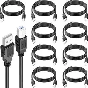 10 Pack USB Printer Cable 6FT USB A to B High-Speed Printer Cord Compatible with Hp Canon Brother   Epson Lexmark Xerox Piano Dac and More (Black)
